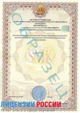 Образец сертификата соответствия (приложение) Чегдомын Сертификат ISO 13485